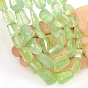 Prehnite 8-21mm Step Cut Nugget Shape AA+ Grade Gemstone Beads Strand - Total 1 Strand of 16 Inch.
