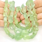 Prehnite 8-21mm Step Cut Nugget Shape AA+ Grade Gemstone Beads Strand - Total 1 Strand of 16 Inch.