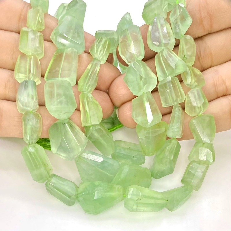Prehnite 8-21mm Step Cut Nugget Shape AA+ Grade Gemstone Beads Strand - Total 1 Strand of 16 Inch.