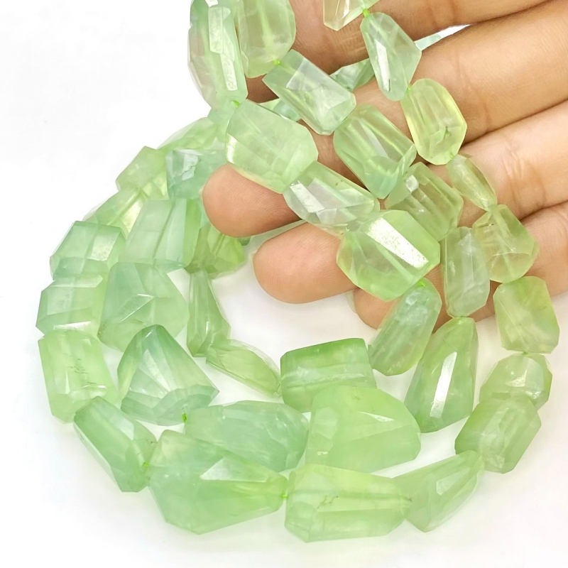 Prehnite 8-21mm Step Cut Nugget Shape AA+ Grade Gemstone Beads Strand - Total 1 Strand of 16 Inch.