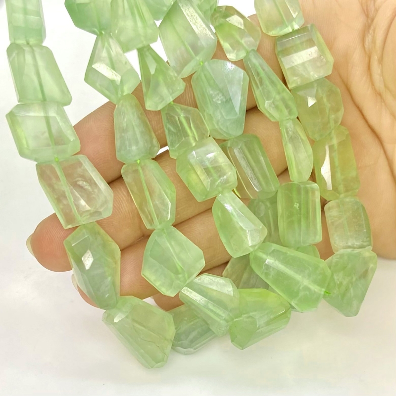 Prehnite 8-21mm Step Cut Nugget Shape AA+ Grade Gemstone Beads Strand - Total 1 Strand of 16 Inch.