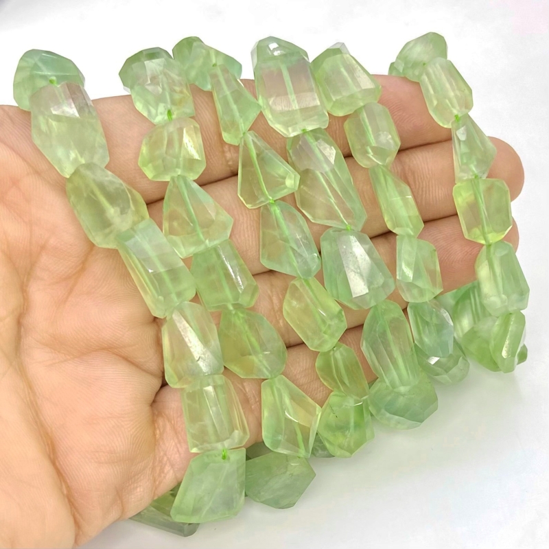 Prehnite 8-21mm Step Cut Nugget Shape AA+ Grade Gemstone Beads Strand - Total 1 Strand of 16 Inch.