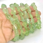 Prehnite 8-21mm Step Cut Nugget Shape AA+ Grade Gemstone Beads Strand - Total 1 Strand of 16 Inch.