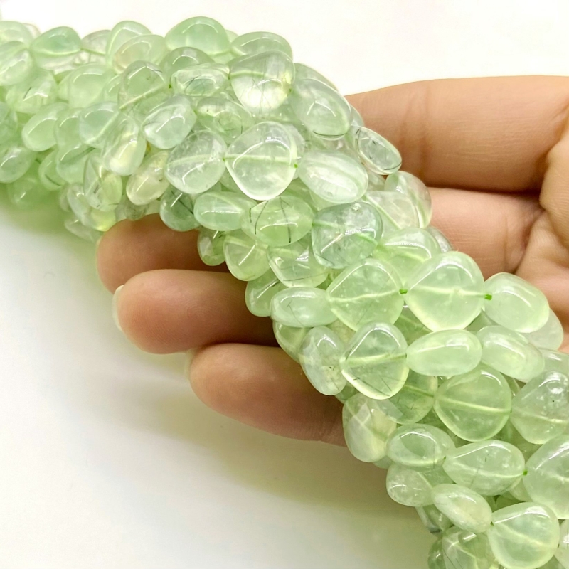 Prehnite 9-12mm Smooth Heart Shape A Grade Gemstone Beads Lot - Total 11 Strands of 14 Inch.