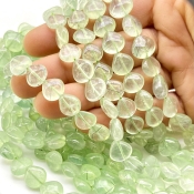 Prehnite 9-12mm Smooth Heart Shape A Grade Gemstone Beads Lot - Total 11 Strands of 14 Inch.