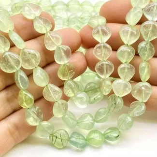 Prehnite 9-12mm Smooth Heart Shape A Grade Gemstone Beads Lot - Total 11 Strands of 14 Inch.