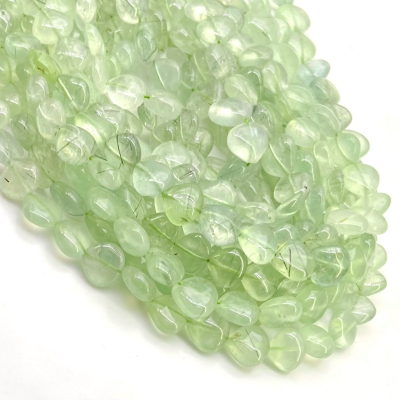Prehnite 9-12mm Smooth Heart Shape A Grade Gemstone Beads Lot - Total 11 Strands of 14 Inch.