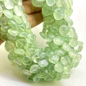 Prehnite 9-12mm Smooth Heart Shape A Grade Gemstone Beads Lot - Total 11 Strands of 14 Inch.
