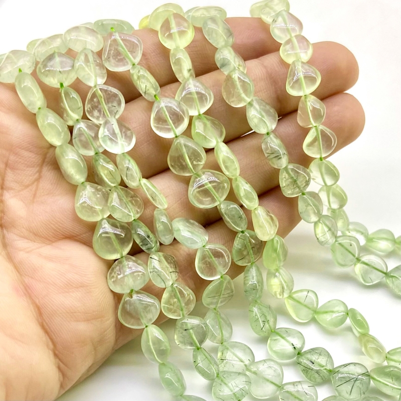 Prehnite 7-9mm Smooth Heart Shape A Grade Gemstone Beads Lot - Total 7 Strands of 14 Inch.