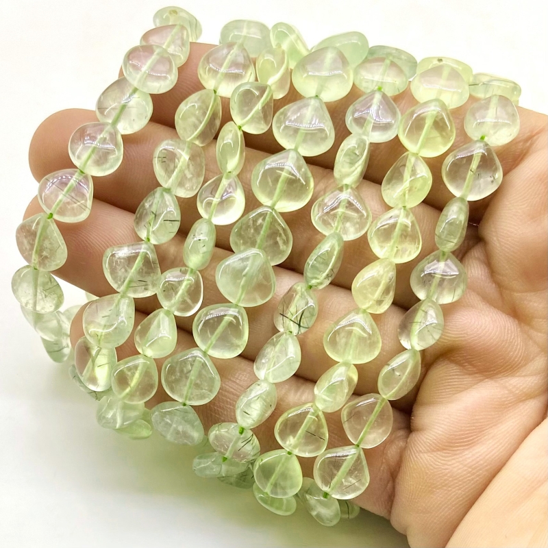 Prehnite 7-9mm Smooth Heart Shape A Grade Gemstone Beads Lot - Total 7 Strands of 14 Inch.