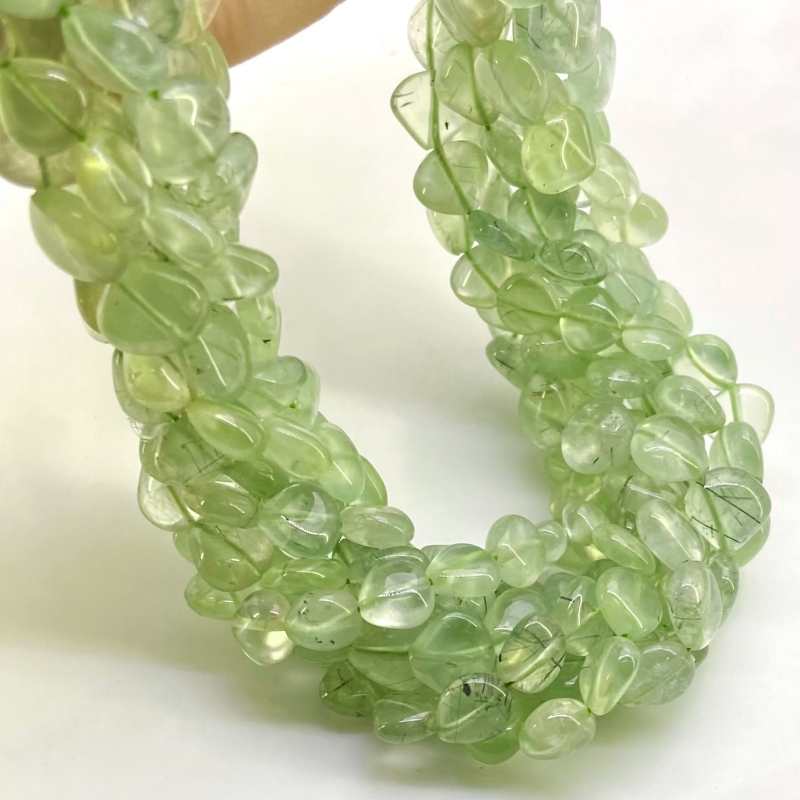 Prehnite 7-9mm Smooth Heart Shape A Grade Gemstone Beads Lot - Total 7 Strands of 14 Inch.