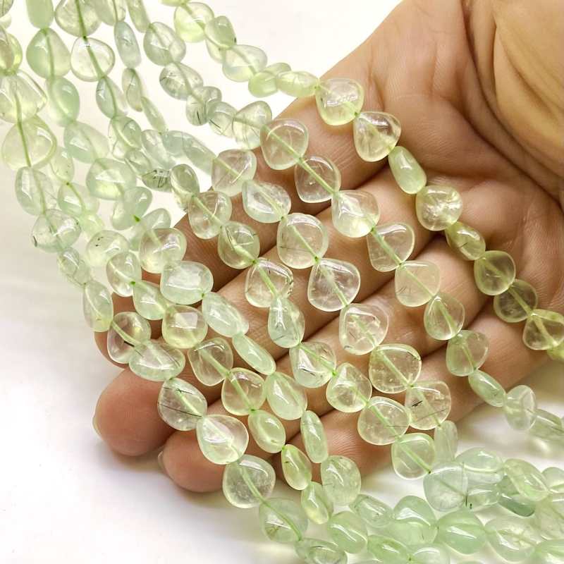 Prehnite 7-9mm Smooth Heart Shape A Grade Gemstone Beads Lot - Total 7 Strands of 14 Inch.