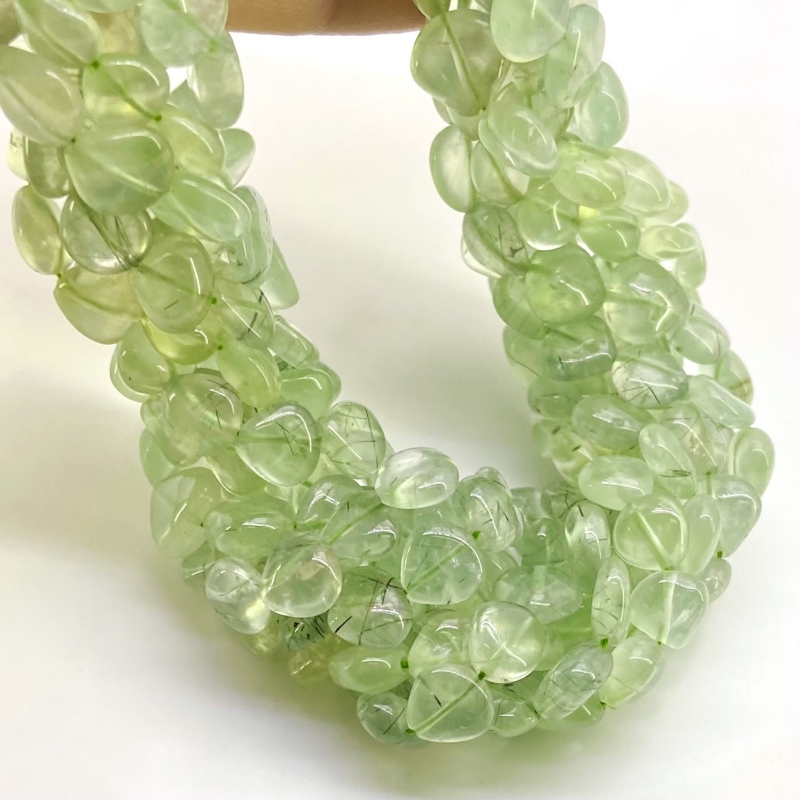 Prehnite 7-9mm Smooth Heart Shape A Grade Gemstone Beads Lot - Total 7 Strands of 14 Inch.