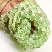 Prehnite 7-9mm Smooth Heart Shape A Grade Gemstone Beads Lot - Total 7 Strands of 14 Inch.