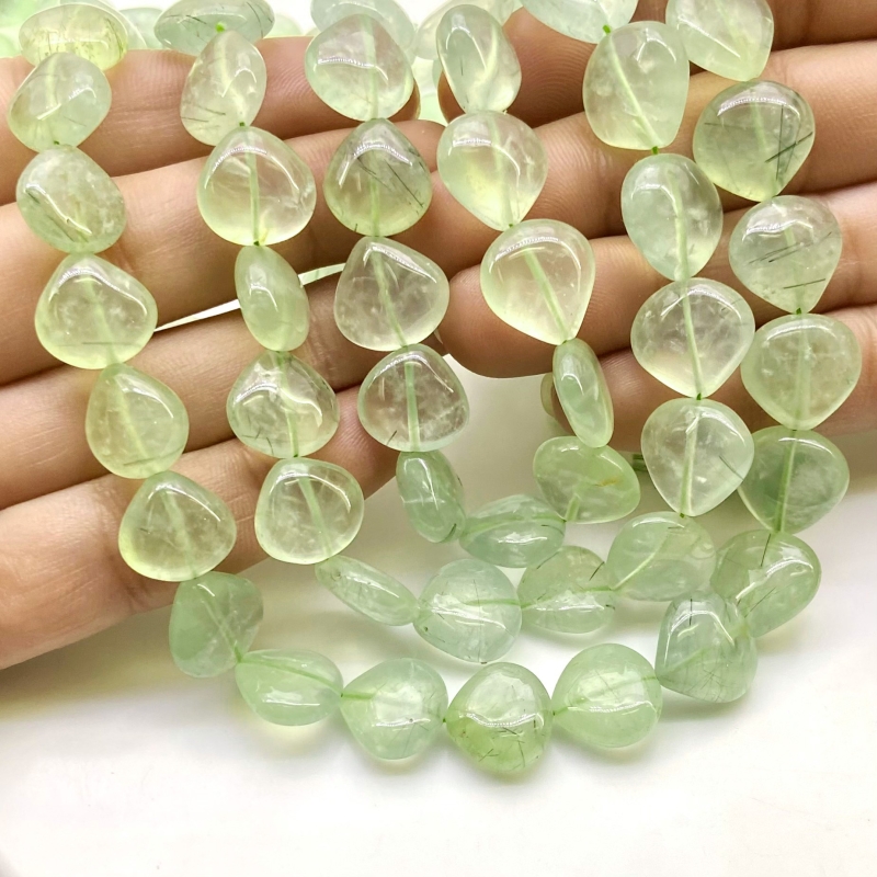 Prehnite 10-15mm Smooth Heart Shape A Grade Gemstone Beads Lot - Total 7 Strands of 14 Inch.