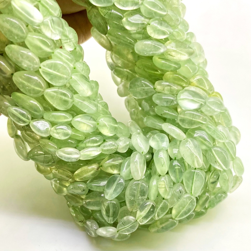 Prehnite 9-12mm Smooth Pear Shape B Grade Gemstone Beads Lot - Total 23 Strands of 14 Inch.
