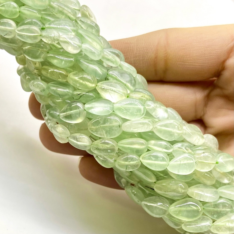 Prehnite 9-12mm Smooth Pear Shape B Grade Gemstone Beads Lot - Total 23 Strands of 14 Inch.