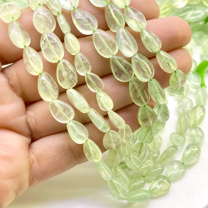 Prehnite 9-12mm Smooth Pear Shape B Grade Gemstone Beads Lot - Total 23 Strands of 14 Inch.