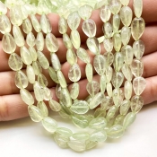 Prehnite 9-12mm Smooth Pear Shape B Grade Gemstone Beads Lot - Total 23 Strands of 14 Inch.