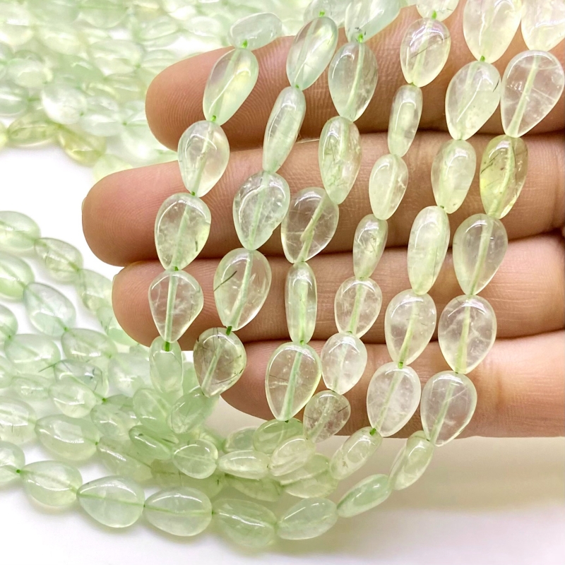 Prehnite 9-12mm Smooth Pear Shape B Grade Gemstone Beads Lot - Total 23 Strands of 14 Inch.