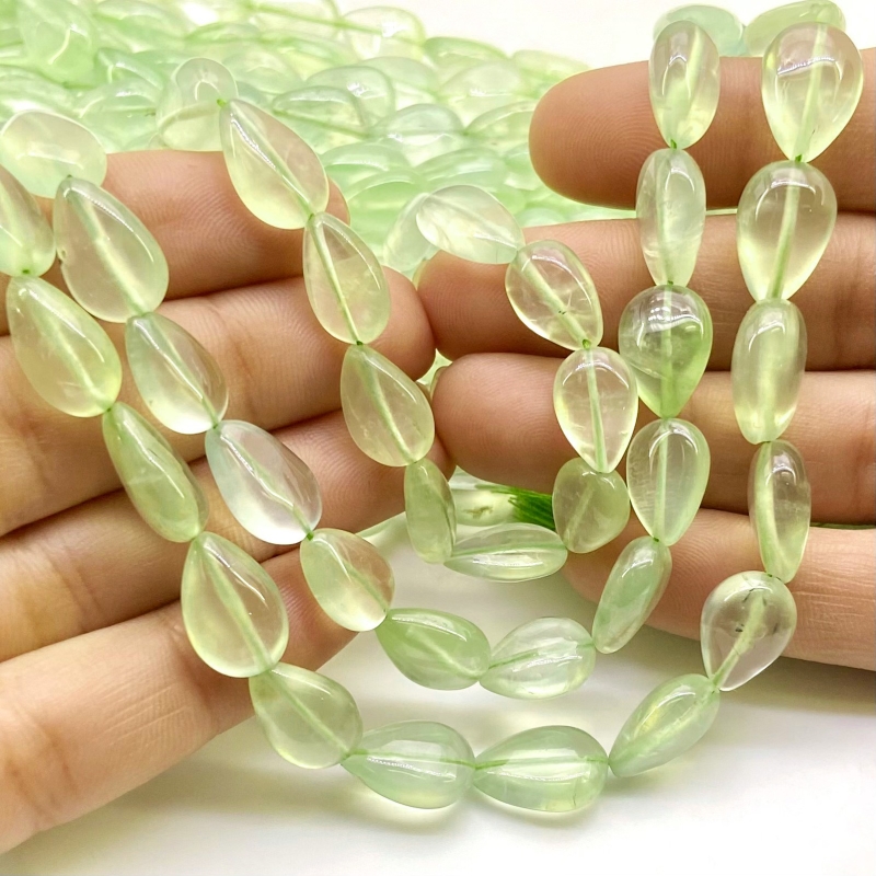 Prehnite 10-18mm Smooth Pear Shape A+ Grade Gemstone Beads Strand - Total 1 Strand of 14 Inch.