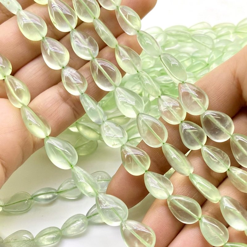 Prehnite 10-18mm Smooth Pear Shape A+ Grade Gemstone Beads Strand - Total 1 Strand of 14 Inch.