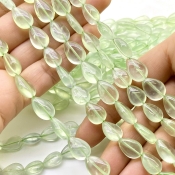 Prehnite 10-18mm Smooth Pear Shape A+ Grade Gemstone Beads Strand - Total 1 Strand of 14 Inch.