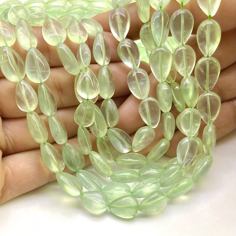 Prehnite 10-18mm Smooth Pear Shape A+ Grade Gemstone Beads Strand - Total 1 Strand of 14 Inch.