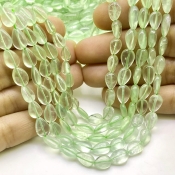 Prehnite 8-12mm Smooth Pear Shape A+ Grade Gemstone Beads Strand - Total 1 Strand of 14 Inch.