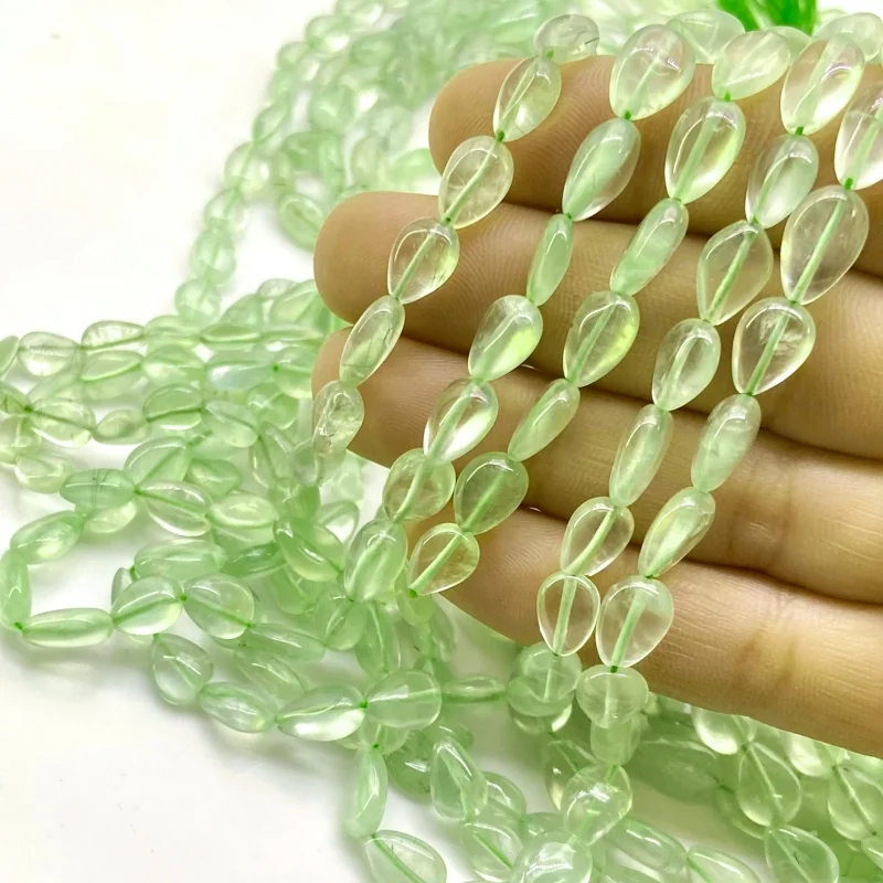 Prehnite 8-12mm Smooth Pear Shape A+ Grade Gemstone Beads Strand - Total 1 Strand of 14 Inch.