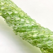 Prehnite 6-8mm Smooth Oval Shape A+ Grade Gemstone Beads Strand - Total 1 Strand of 14 Inch.