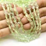 Prehnite 6-8mm Smooth Oval Shape A+ Grade Gemstone Beads Strand - Total 1 Strand of 14 Inch.