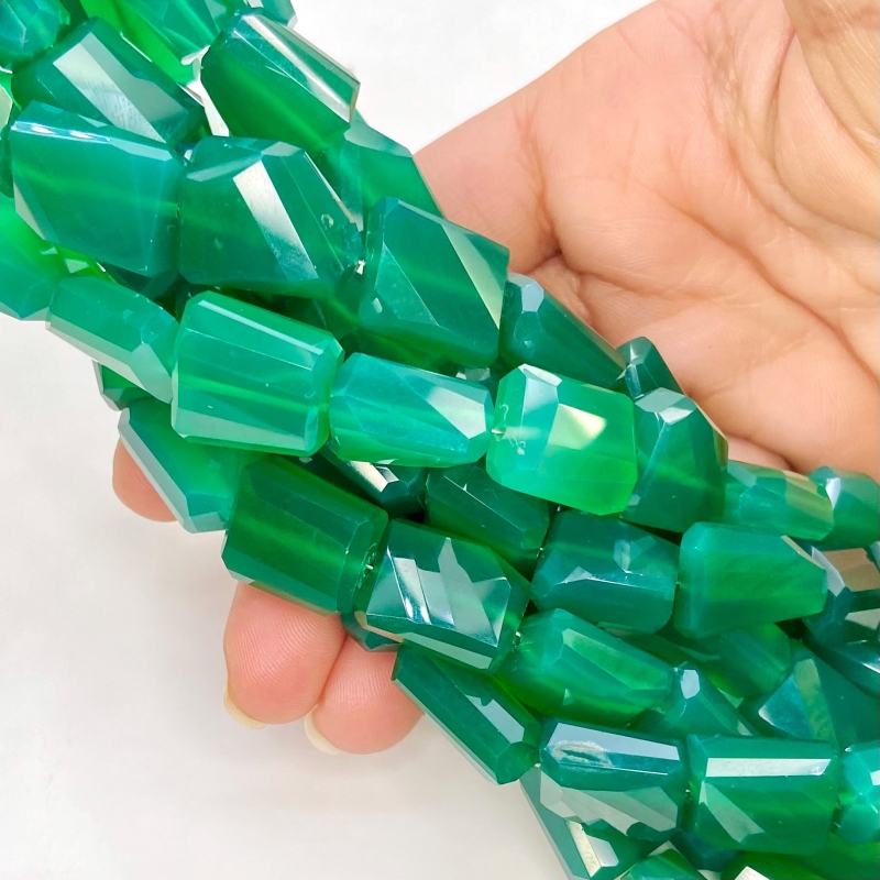Green Onyx 13-18mm Step Cut Nugget Shape AAA Grade Gemstone Beads Strand - Total 1 Strand of 8 Inch.