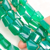 Green Onyx 13-18mm Step Cut Nugget Shape AAA Grade Gemstone Beads Strand - Total 1 Strand of 8 Inch.