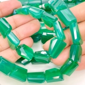 Green Onyx 13-18mm Step Cut Nugget Shape AAA Grade Gemstone Beads Strand - Total 1 Strand of 8 Inch.