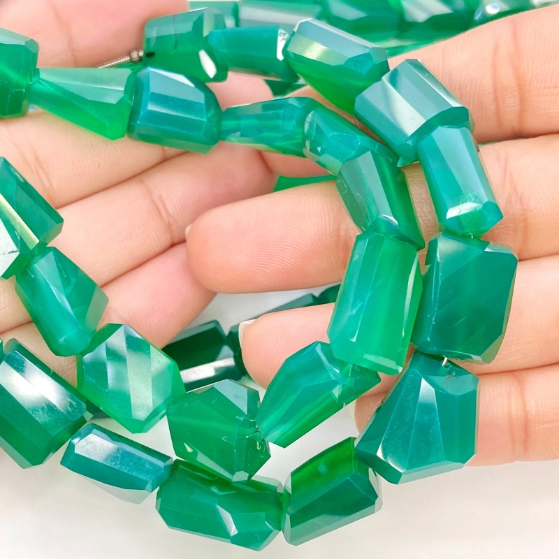 Green Onyx 13-18mm Step Cut Nugget Shape AAA Grade Gemstone Beads Strand - Total 1 Strand of 8 Inch.