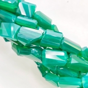 Green Onyx 13-18mm Step Cut Nugget Shape AAA Grade Gemstone Beads Strand - Total 1 Strand of 8 Inch.