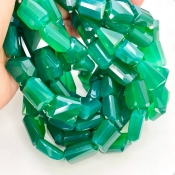 Green Onyx 13-18mm Step Cut Nugget Shape AAA Grade Gemstone Beads Strand - Total 1 Strand of 8 Inch.