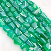 Green Onyx 13-18mm Step Cut Nugget Shape AAA Grade Gemstone Beads Strand - Total 1 Strand of 8 Inch.