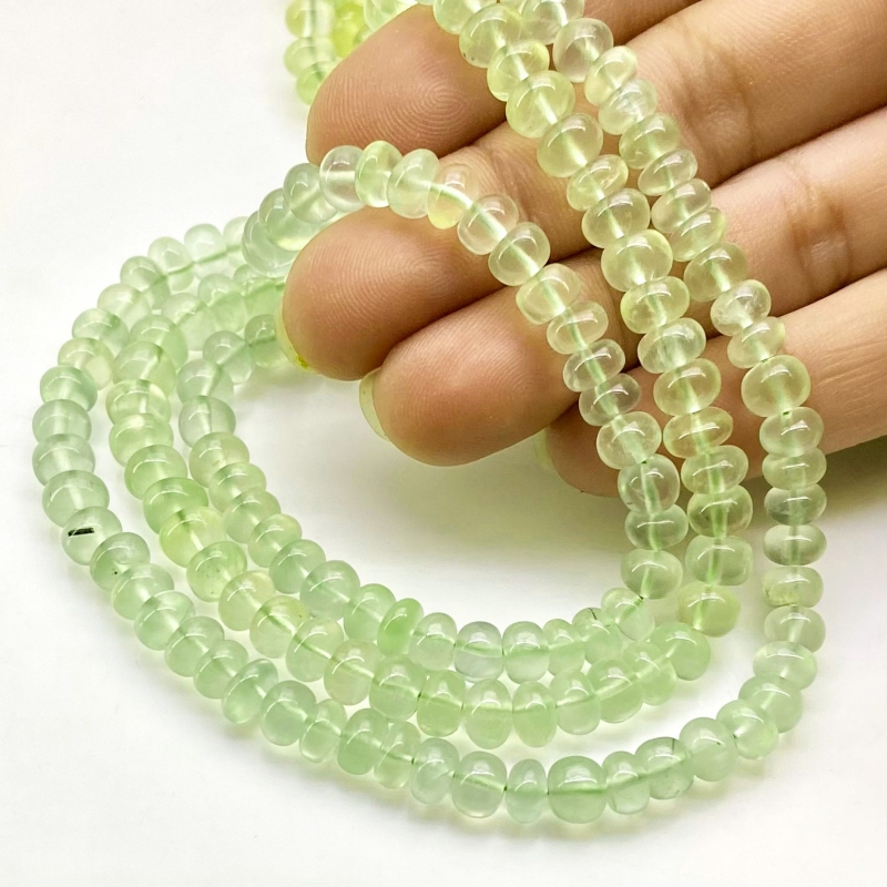 Prehnite 5.5-6mm Smooth Rondelle Shape A+ Grade Gemstone Beads Strand - Total 1 Strand of 14 Inch.