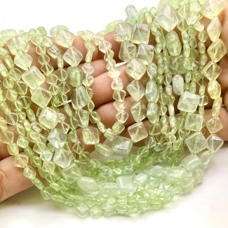 Prehnite 5-13mm Smooth Square Shape A Grade Gemstone Beads Lot - Total 10 Strands of 14 Inch.
