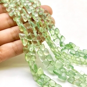 Prehnite 4.5-9mm Smooth Trillion Shape AA+ Grade Gemstone Beads Lot - Total 10 Strands of 8 Inch.