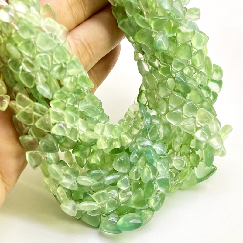 Prehnite 4.5-9mm Smooth Trillion Shape AA+ Grade Gemstone Beads Lot - Total 10 Strands of 8 Inch.