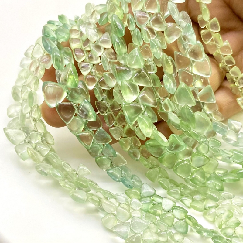 Prehnite 4.5-9mm Smooth Trillion Shape AA+ Grade Gemstone Beads Lot - Total 10 Strands of 8 Inch.