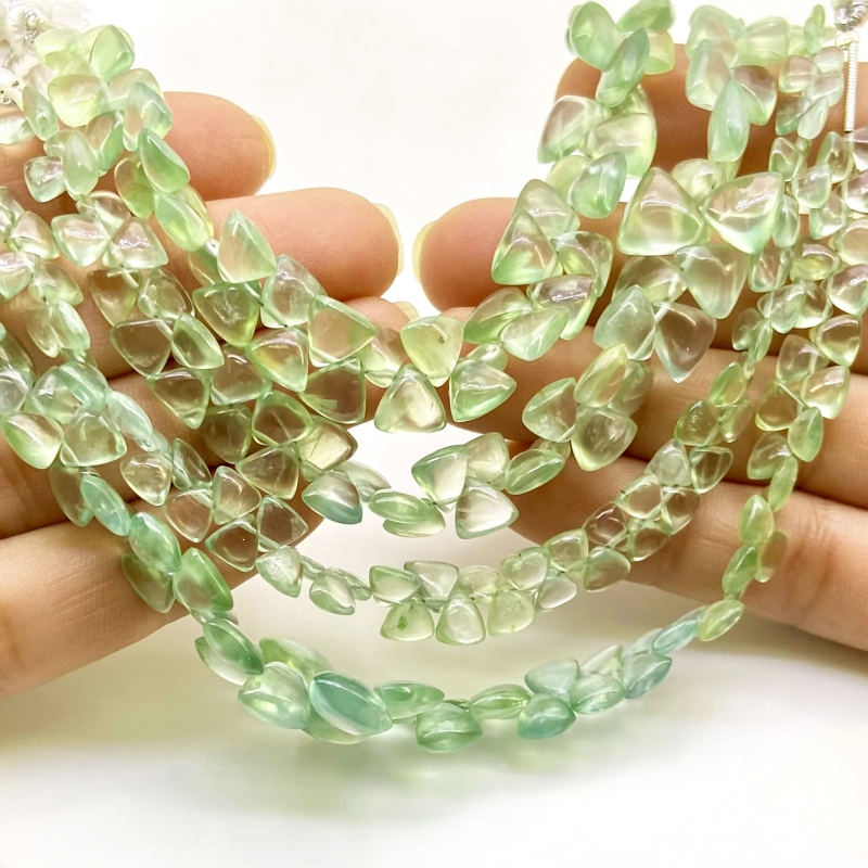 Prehnite 4.5-9mm Smooth Trillion Shape AA+ Grade Gemstone Beads Lot - Total 10 Strands of 8 Inch.