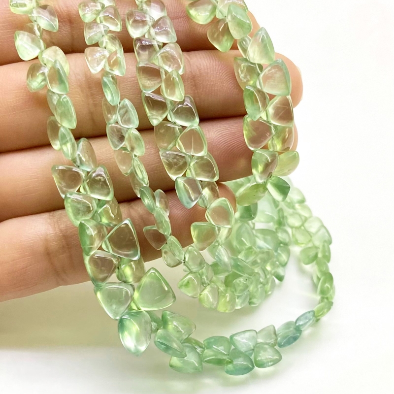 Prehnite 4.5-9mm Smooth Trillion Shape AA+ Grade Gemstone Beads Lot - Total 10 Strands of 8 Inch.
