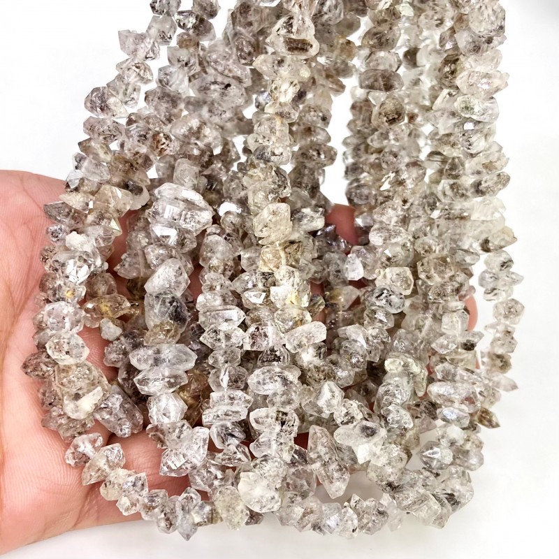 Herkimer Diamond 6-12mm Faceted Nugget Shape A Grade Gemstone Beads Lot - Total 11 Strands of 15 Inch.