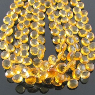 Citrine Briolette Heart Shape AA Grade Gemstone Beads Strand - 6-7mm - 8 Inch - 1 Strand