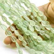 Prehnite 10-16mm Smooth Pear Shape A Grade Gemstone Beads Lot - Total 14 Strands of 14 Inch.