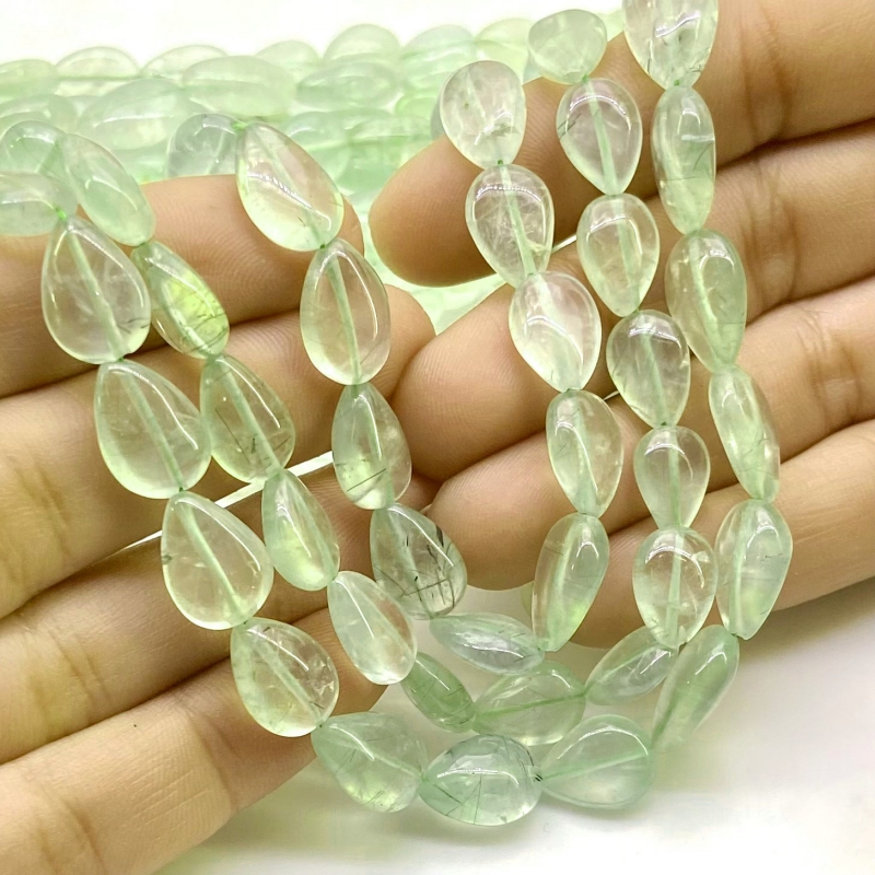 Prehnite 10-16mm Smooth Pear Shape A Grade Gemstone Beads Lot - Total 14 Strands of 14 Inch.